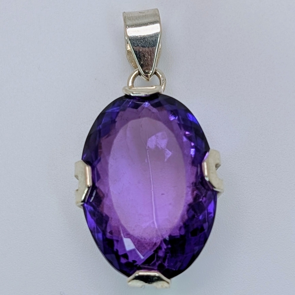 Large Natural Amethyst S925 Sterling Silver Pendant High Quality - Picture 4 of 8
